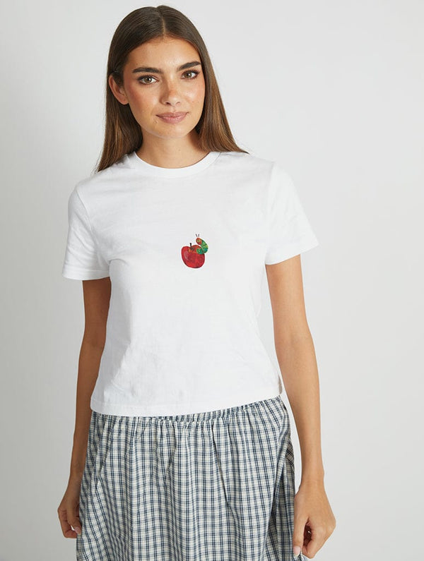Skinnydip London The Very Hungry Caterpillar Apple Baby T-Shirt In White