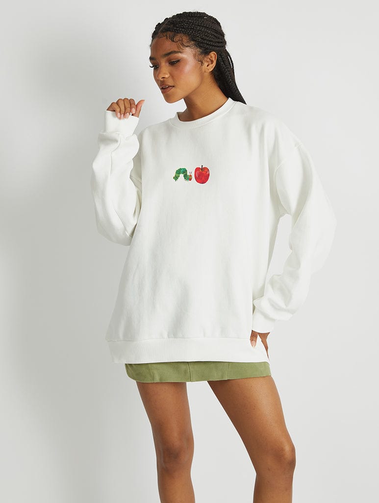 Skinnydip London The Very Hungry Caterpillar Apple Sweatshirt In White