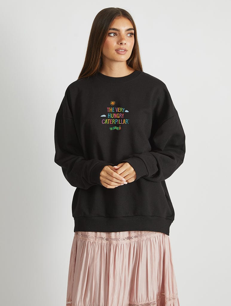 Skinnydip London The Very Hungry Caterpillar Garden Sweatshirt In Black