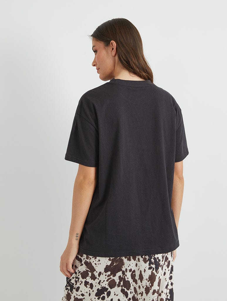 Skinnydip London Too Cute To Be Stressed T-Shirt In Black