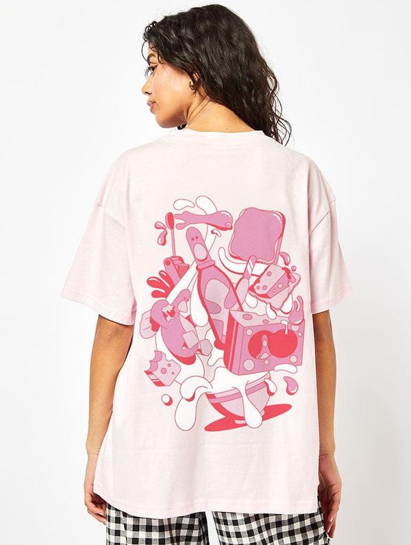 Skinnydip London Wallace & Gromit x Skinnydip Feathers T-Shirt In Pink