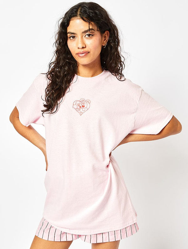 Skinnydip London Wallace & Gromit X Skinnydip Fluffles And Gromit T-Shirt In Pink