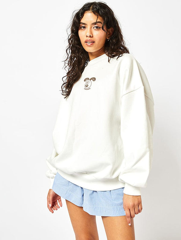 Skinnydip London Wallace & Gromit x Skinnydip Mirco Gromit Sweatshirt In Ecru