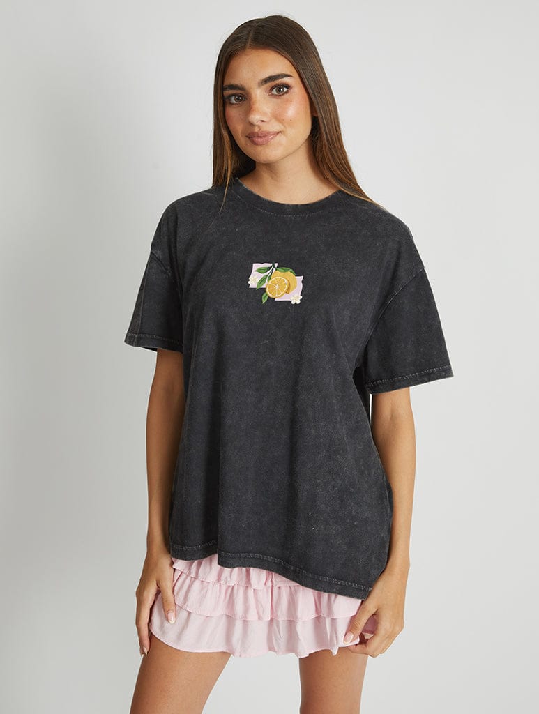Skinnydip London When Life Gives You Lemons Make Limoncello T-Shirt In Acid Wash