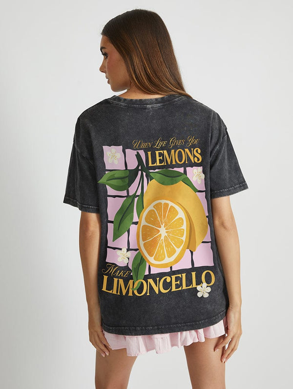 Skinnydip London When Life Gives You Lemons Make Limoncello T-Shirt in Acid Wash