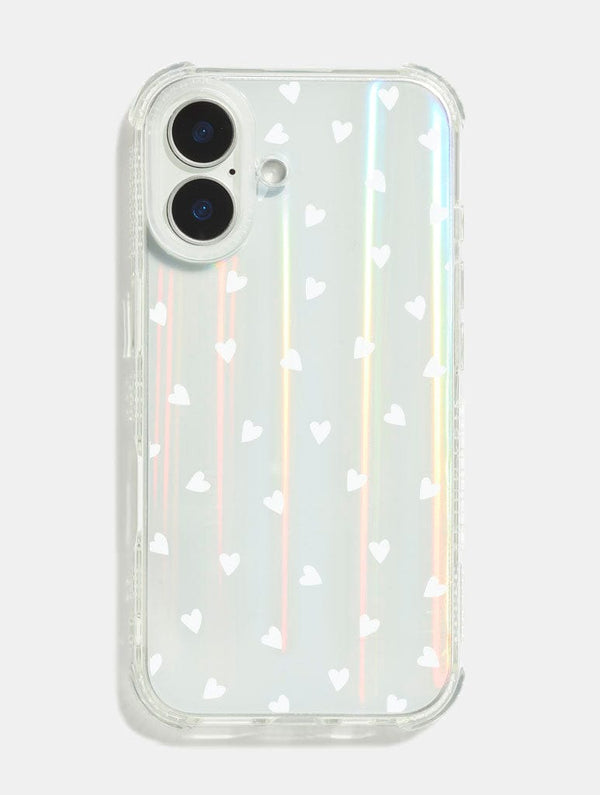 Skinnydip London White Ditsy Hearts Holo Shock iPhone Case