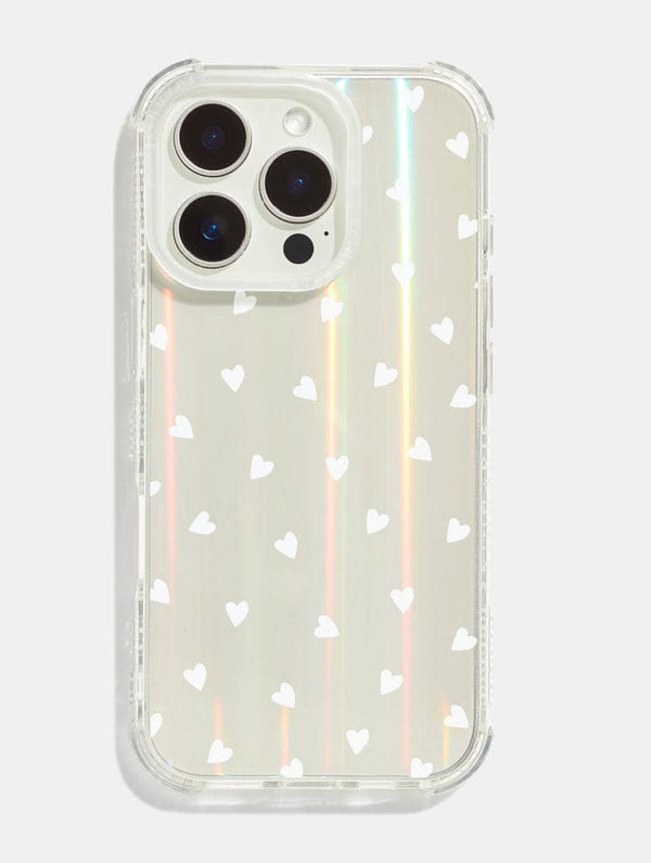 Skinnydip London White Ditsy Hearts Holo Shock iPhone Case
