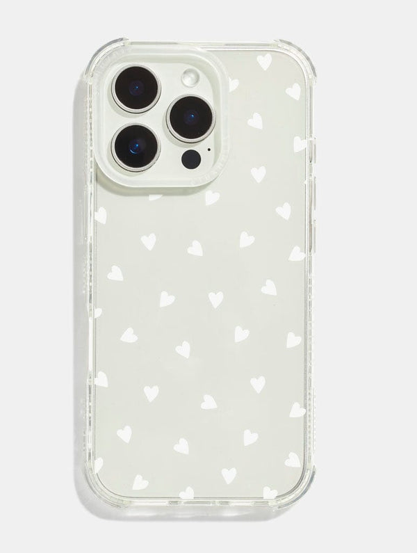 Skinnydip London White Ditsy Hearts Shock iPhone Case| Cute Minimal Cases