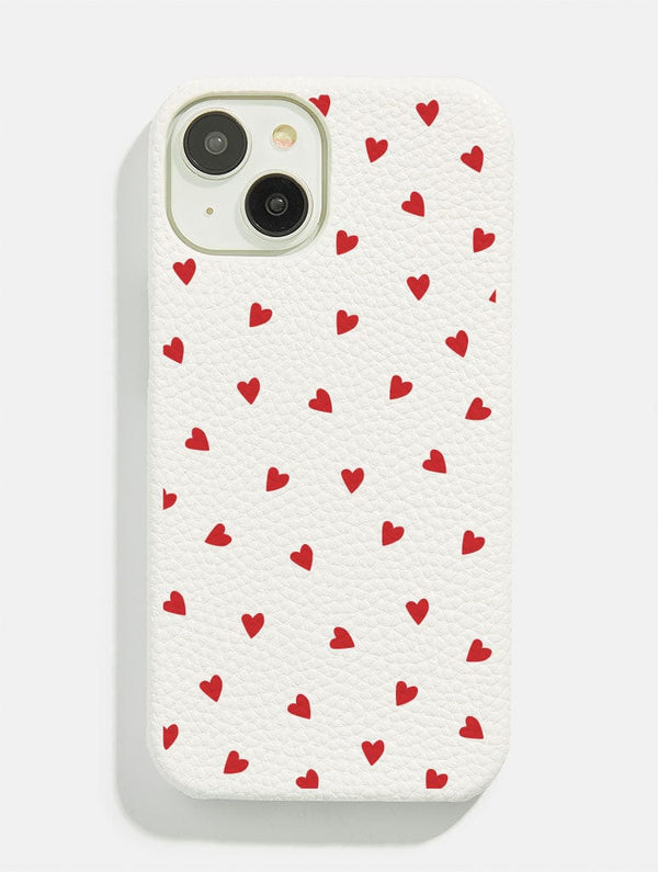 Skinnydip London White Ditsy Hearts Vegan Leather iPhone Case