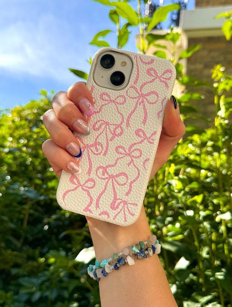 Skinnydip London White Pink Bows Vegan Leather IPhone Case