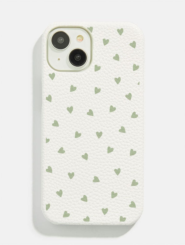 Skinnydip London White Sage Ditsy Heart Vegan Leather iPhone Case