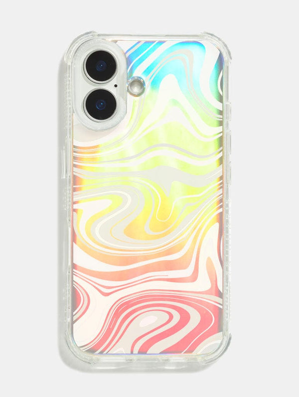 Skinnydip London White Swirl Holo Foil Shock iPhone Case