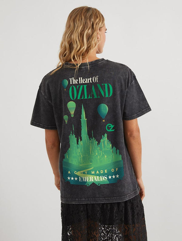 Skinnydip London Wicked x Skinnydip Emerald City T-Shirt In Acid Wash