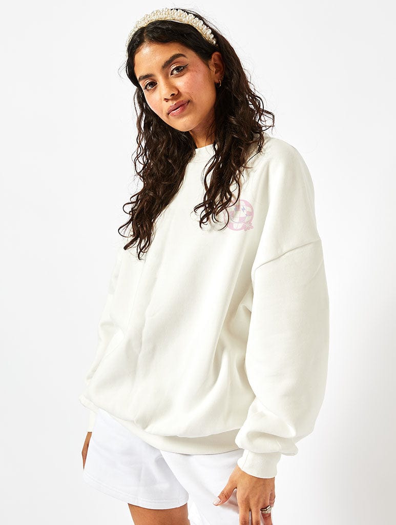 Skinnydip London Wife Of The Party Sweatshirt In Ecru