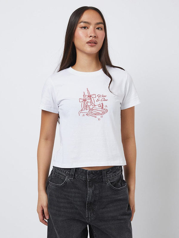 Skinnydip London Wine And Dine Baby T-Shirt In White