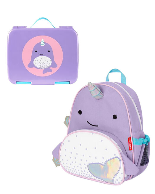 skip hop Little Kid 2-Piece Narwhal Backpack & Bento Lunch Box Set