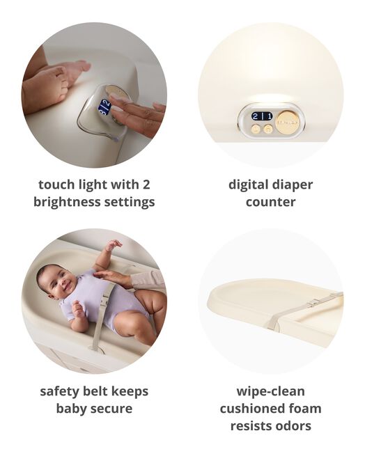 Skip Hop Nursery Style Light-Up Changing Pad & Diaper Tracker - Oat