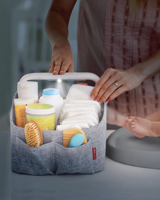 Skip Hop Nursery Style Light-Up Diaper Caddy - Heather Grey