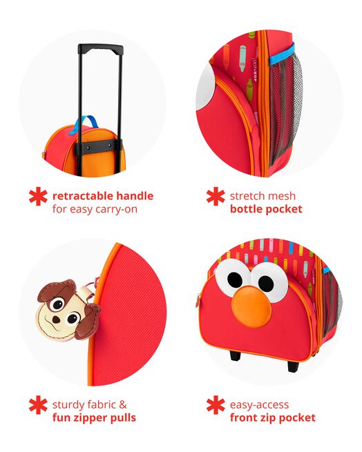 Skip Hop Sesame Street Toddler Kids Carry-On Rolling Luggage - Elmo