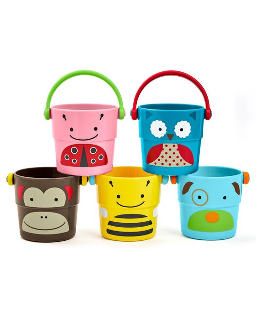 skip hop ZOO® Stack & Pour Buckets Baby Bath Toy
