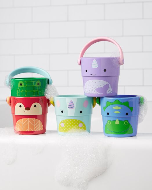 Skip Hop Zoo Stack & Pour Buckets Baby Bath Toy