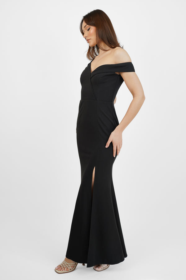 Skirt & Stiletto Black One Shoulder Maxi Dress With Slit