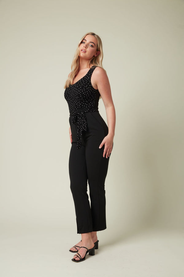 Skirt & Stiletto Black Printed Jumpsuit With Belt