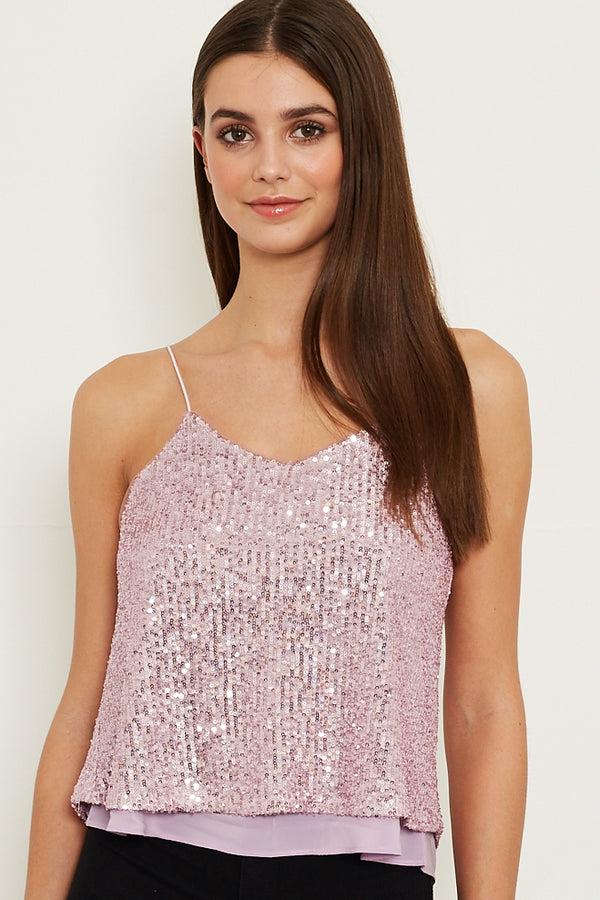 skirt & stiletto Lilac Sequin Cami Top