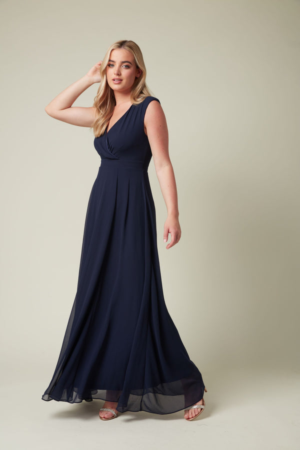 Skirt & Stiletto Navy Chiffon Bridesmaid Maxi Dress