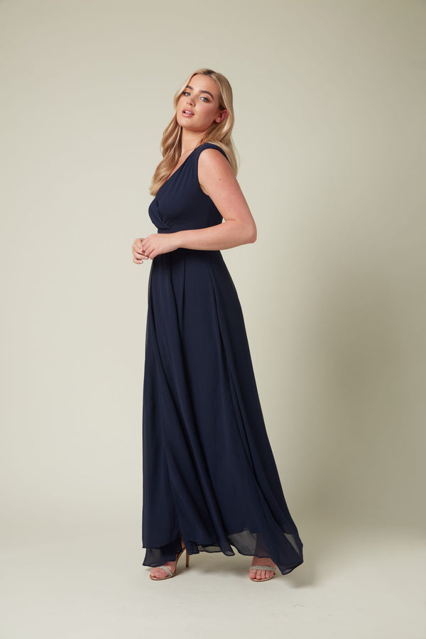 Skirt & Stiletto Navy Chiffon Bridesmaid Maxi Dress
