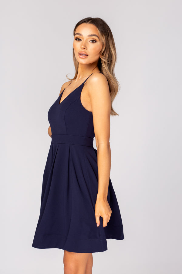 Skirt & Stiletto Navy Skater Dress