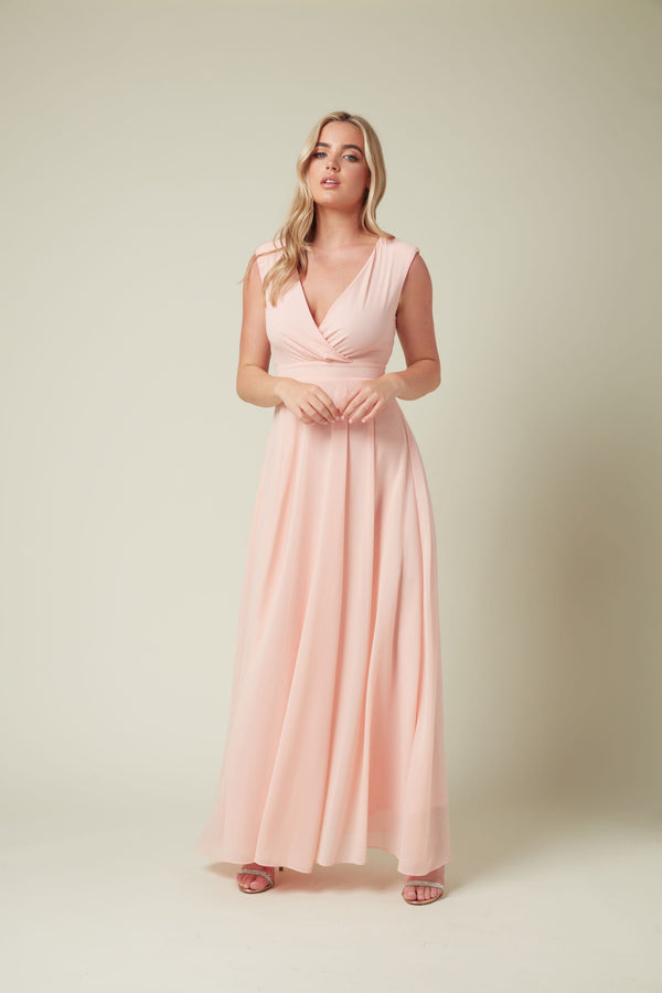 Skirt & Stiletto PINK CHIFFON BRIDESMAID MAXI DRESS
