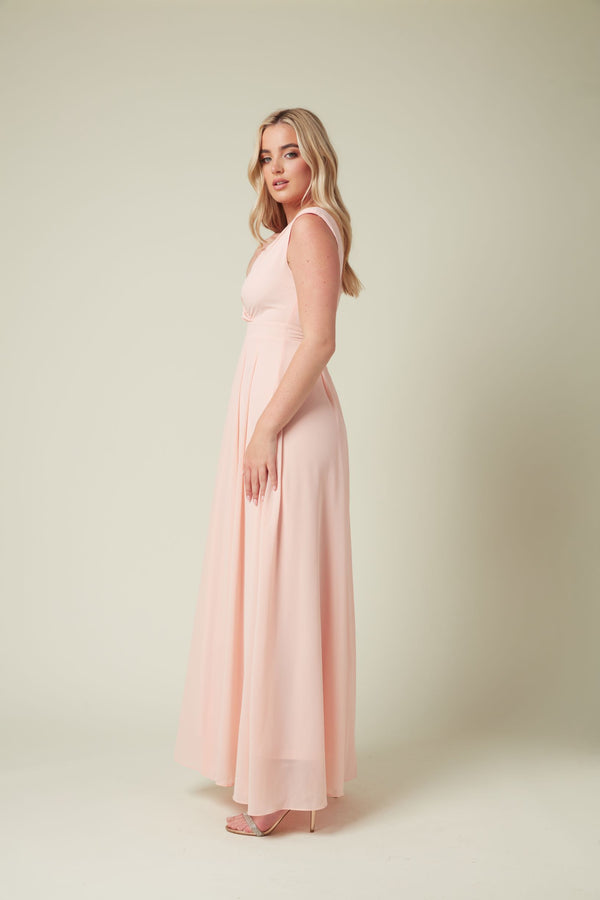 Skirt & Stiletto PINK CHIFFON BRIDESMAID MAXI DRESS