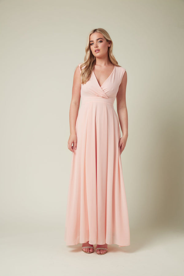 skirt & stiletto PINK CHIFFON BRIDESMAID MAXI DRESS
