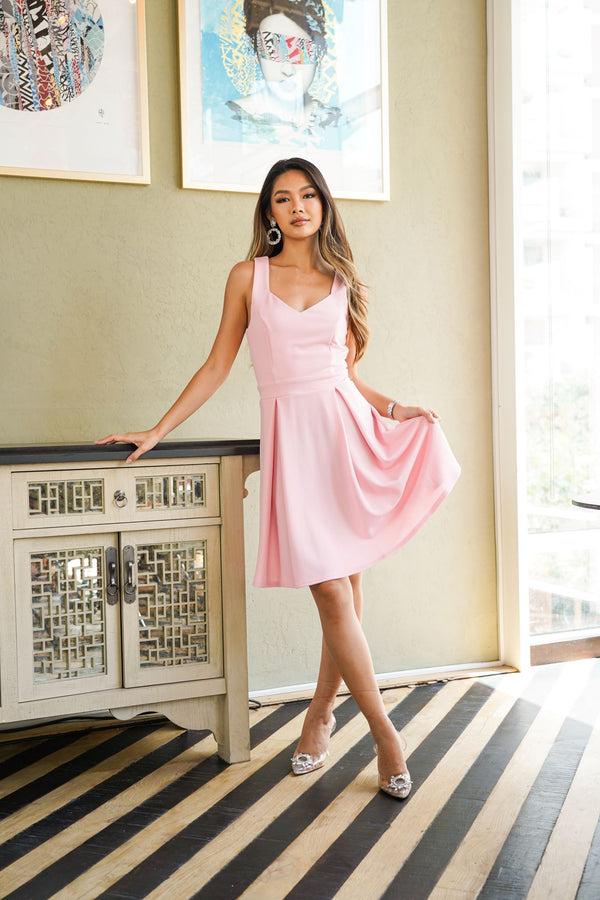 skirt & stiletto Pink Pleated Skater Dress
