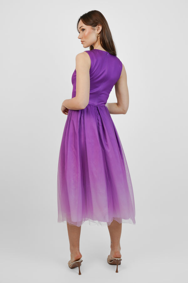 Skirt & Stiletto Purple Ombre Tulle Midi Dress