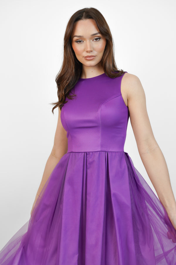 Skirt & Stiletto Purple Ombre Tulle Midi Dress