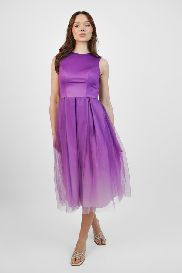 skirt & stiletto Purple Ombre Tulle Midi Dress