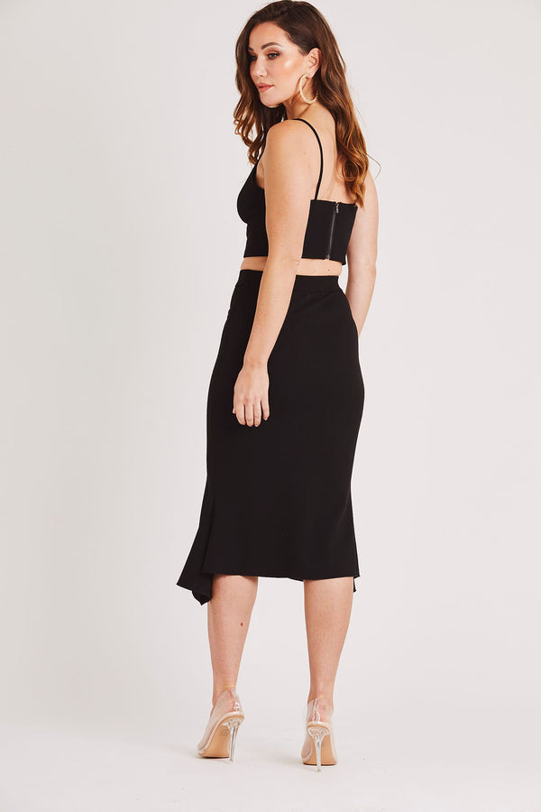 Skirt & Stiletto Strappy Crop Top In Black