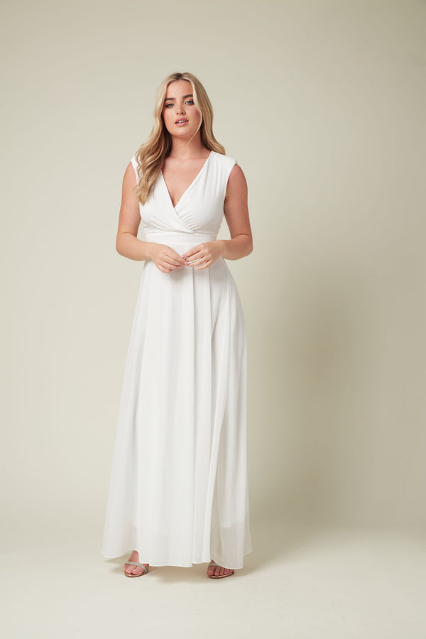 skirt & stiletto White Chiffon Bridesmaid Maxi Dress