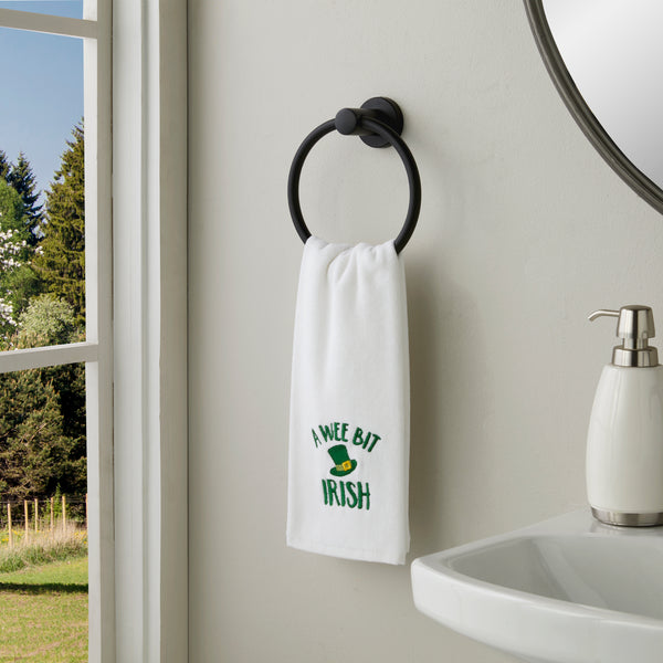 Skl Home A Wee Bit Irish 2-Piece Hand Towel Set White