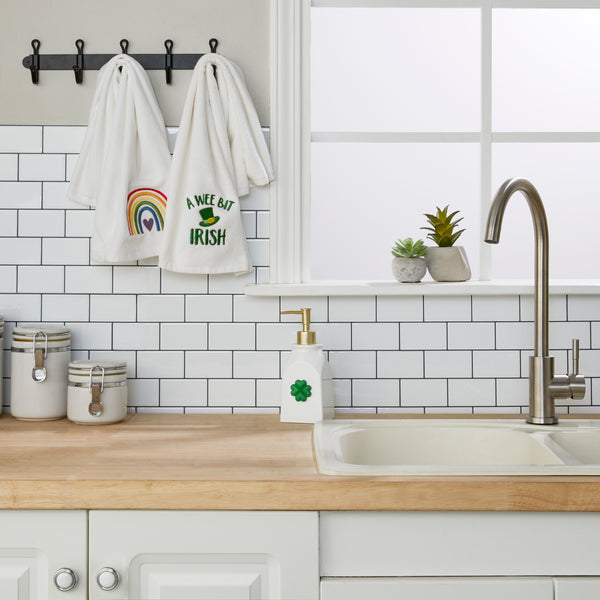 Skl Home A Wee Bit Irish 2-Piece Hand Towel Set White