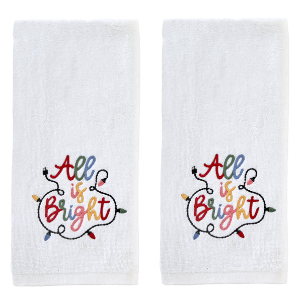 skl home All Is Bright 2-Piece Hand Towel Set White