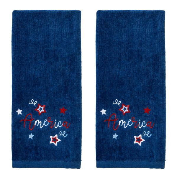 skl home Americana Script 2-Piece Hand Towel Set Navy