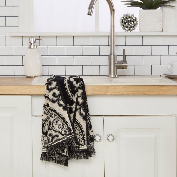 Skl Home Amherst Medallion Jacquard 2-Piece Hand Towel Set Black