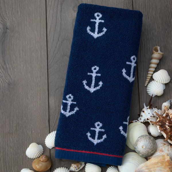 Skl Home Anchor Jacquard 2-Piece Hand Towel Set Navy