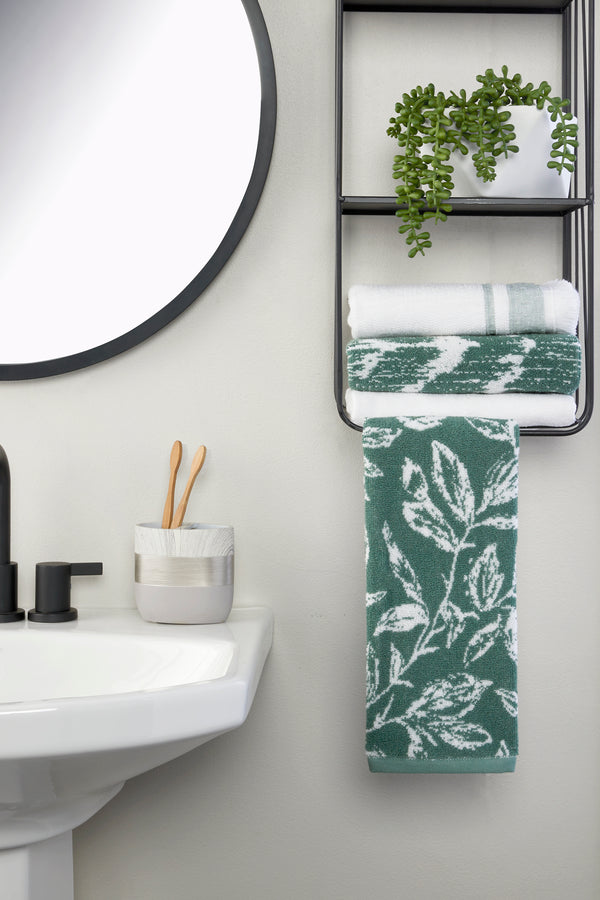 Skl Home Asheville 3-Piece Turkish Cotton Hand Towel Gift Set Evergreen/White