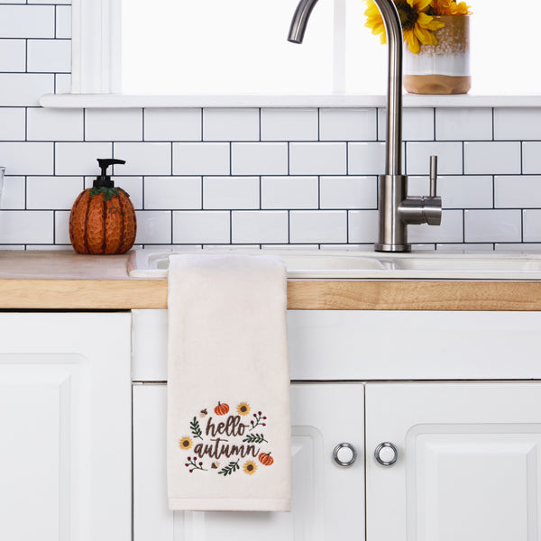 Skl Home Autumn Wreath 2-Piece Hand Towel Set Natural