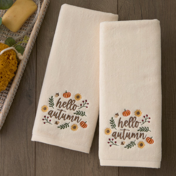 Skl Home Autumn Wreath 2-Piece Hand Towel Set Natural