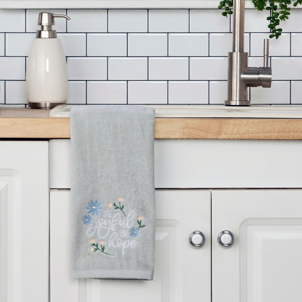 Skl Home Be Joyful In Hope 2-Piece Hand Towel Set Gray